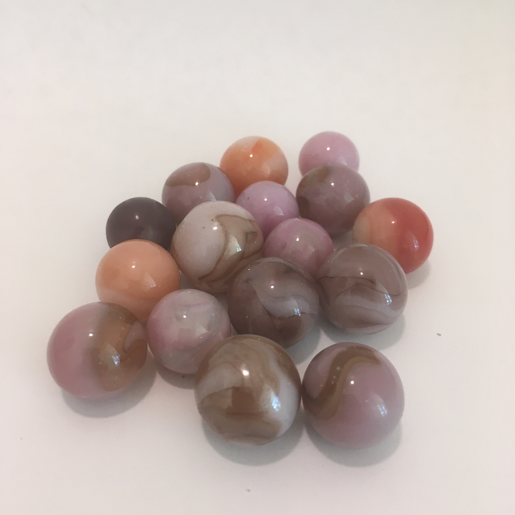 Liliac, tangerine, pink marbles